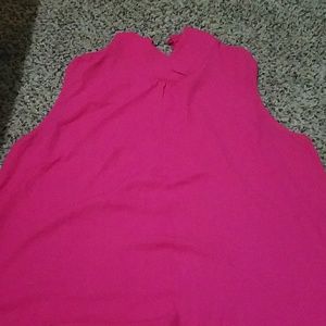 Pink high neck button blouse
